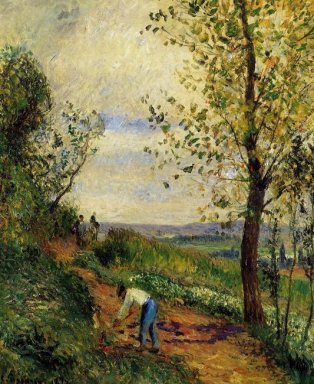 paisagem com um homem cavando 1877