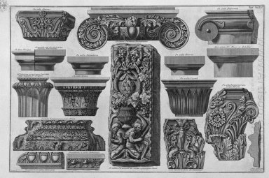 Mehrere Capitals And A Bas Relief Villa Farnese Gärten Barberin