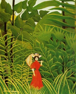 Woman In Red In The Forest