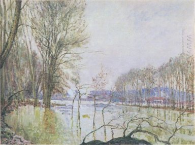 die Ufer der Seine im Herbst Flut