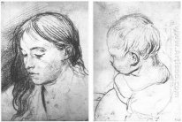 Девушка с распущенными волосами младенца голова 1807