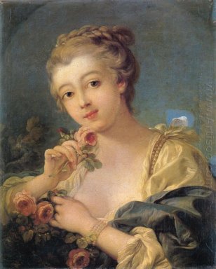 Wanita Muda Dengan Bouquet Of Roses