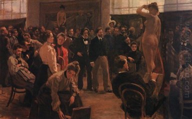 Erklärung des Modells im Atelier von Ilya Repin Akademie der Ar