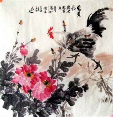 Chicken & Peony - la pintura china