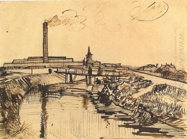Kanal mit Brücke und waschende Frauen 1888