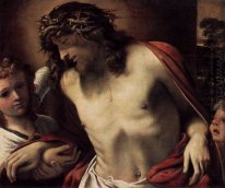 christ wearing the crown of thorns supported by angels 1587
