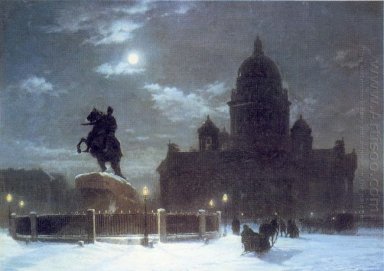 De isaac kathedraal bij maanlicht nacht 1869 1