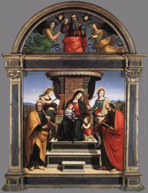 Madonna en kind gekatapulteerd Met Saints 1505