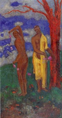 Two Women Under A Red Tree