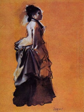 Jonge vrouw op straat jurk 1872