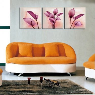 Hand-painted Abstract Oil Painting with Stretched Frame-Set of 3