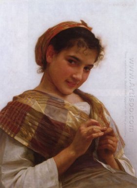 Portrait d\'une jeune fille faisant du crochet 1889