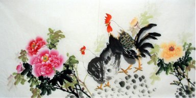 Pivoine-Hen - Peinture chinoise