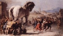 Die Prozession des Trojanischen Pferdes in Troy