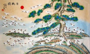 Crane & Pine - Chinesische Malerei