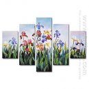 Hand-painted Oil Painting Floral Oversized Wide - Set of 5