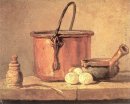 Still Life of Ustensiles de cuisine, chaudron, Casserole et oeuf