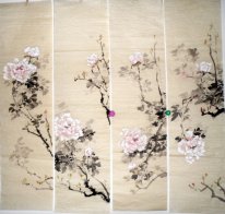 Flores (quatro telas) - pintura chinesa
