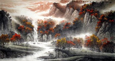 Montagne, acqua, alberi - Pittura cinese