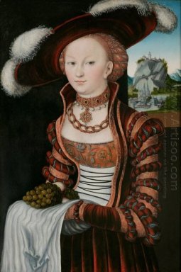 Retrato de una mujer joven con uvas y manzanas 1528