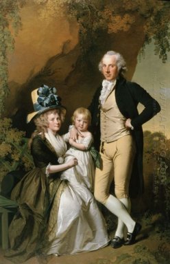 Retrato de Richard Arkwright Júnior com sua esposa Mary e Daug