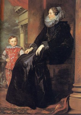 nobre genovês com seu filho 1626