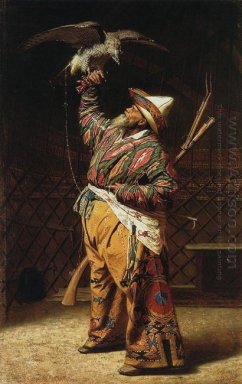 Sebuah Kyrgyz Hunter Kaya Dengan Falcon 1871