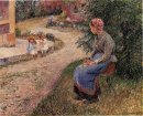 a servant seated in the garden at eragny 1884