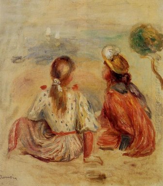 Jonge meisjes op het strand 1898