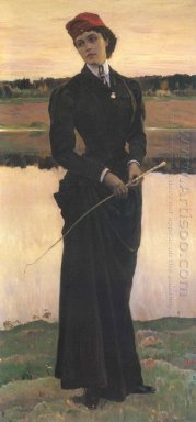 Portret van Olga Nesterova Vrouw In Een Manege gewoonte 1906