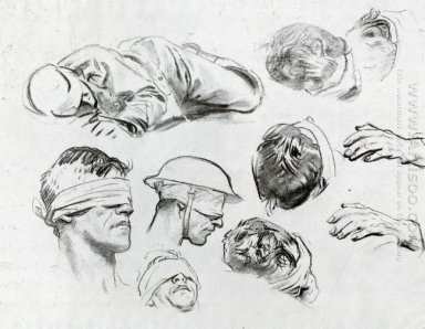 Heads Hands And Figur Kallas också Studier För gasade 1918