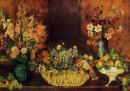 Jarrón Cesta de flores y la fruta 1890