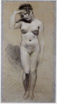 Disegno Di Nudo Femminile a carboncino e gesso 1800 1
