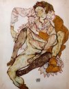 sentado pareja Egon Schiele y Edith 1915