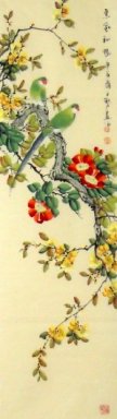 Peinture chinoise - Oiseaux-fleur