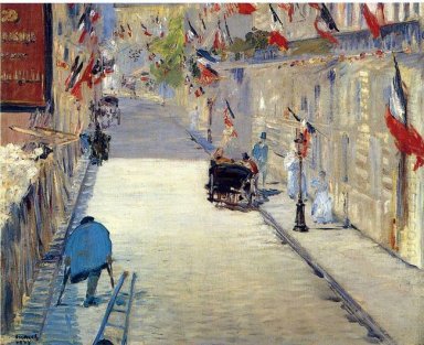 Mosnier rue decorato con bandiere 1878