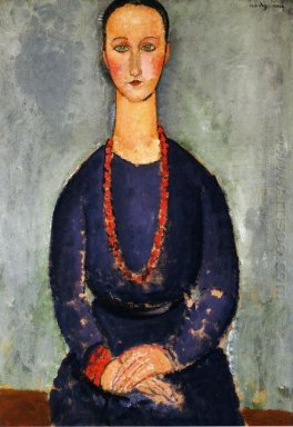 Frau mit einem roten Halsband 1918