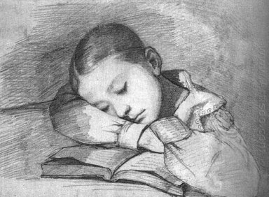 Retrato de Juliette Courbet como niño durmiente 1841