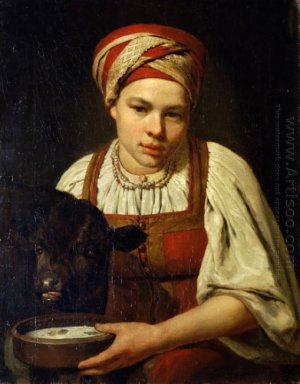 A Peasant Girl with a Calf