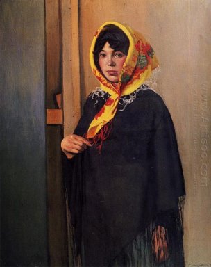 Ung kvinna med gul halsduk 1911
