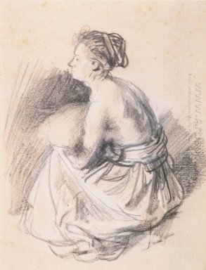 Une femme assise nue aux déchets