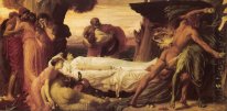Hercules worstelt met de dood van het lichaam van Alcestis