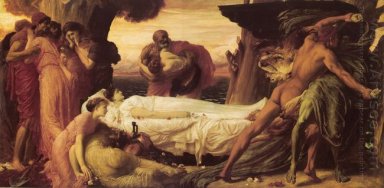 Hercules Wrestling com a Morte para o Corpo de Alcestis