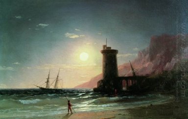 Paisaje marino con la luna 1849