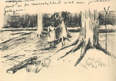 A menina em uma madeira 1882
