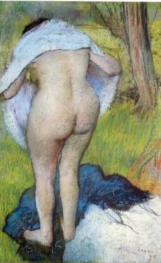 femme nue tirant sur ses vêtements 1885