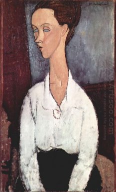 porträtt av Lunia Czechowska i vit blus 1917