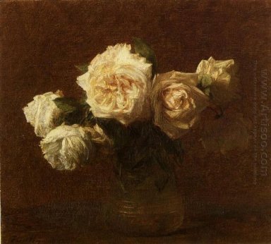 Желтые Розовые розы в стеклянной вазе 1903