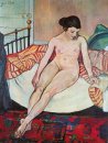 Nude mit gestreifter Decke 1922