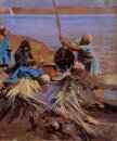 Egyptiens relevage des eaux du Nil 1891